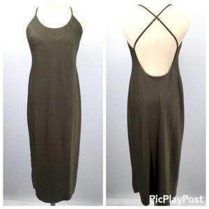 Alexander Wang midi slip dress small army green spaghetti strap BoxJ